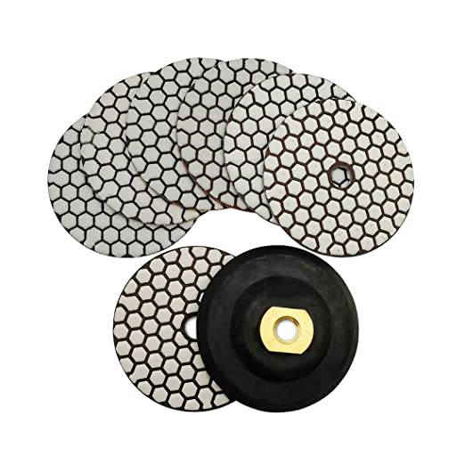 Buy SHDIATOOL Dry Diamond Polishing Pads 4 Inch Set of 7 Pieces with a Rubber Backer for Granite Marble Stone SHDIATOOL Dry Diamond Polishing Pads 4 Inch Set of 7 Pieces with a Rubber Backer for Granite Marble Stone 