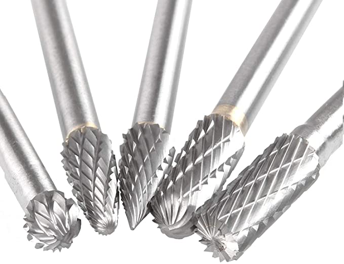 Buy STARVAST Double Cut Rotary Burr Set with 10mm Head Size and 1/4 Shank Die Grinder Bits, Tungsten Carbide Burr Set of 5, Metal Carving, Polishing, Engraving, and Drilling Rotary Files 