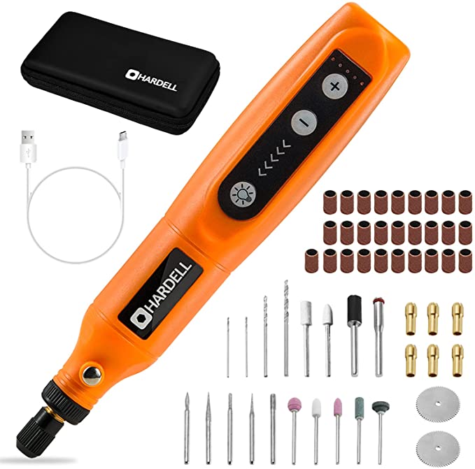 Buy HARDELL Mini Cordless Rotary Tool Kit with 55 Accessories, 5-Speed and USB Charging Rotary Tool for Sanding, Polishing, Drilling, Etching, Engraving, DIY Crafts 