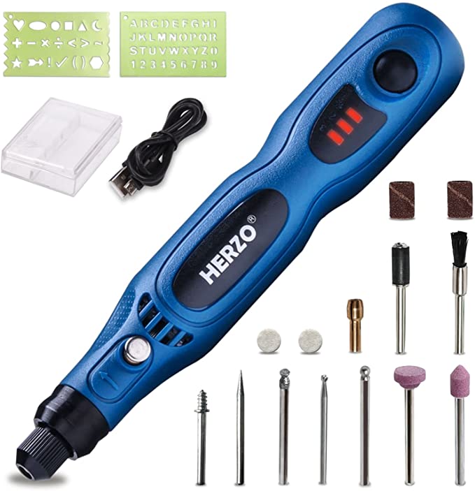 Buy HERZO Mini Rotary Tool Kit 3.7 V, Grinding, Cleaning, Polishing and Carving Tool Kit 