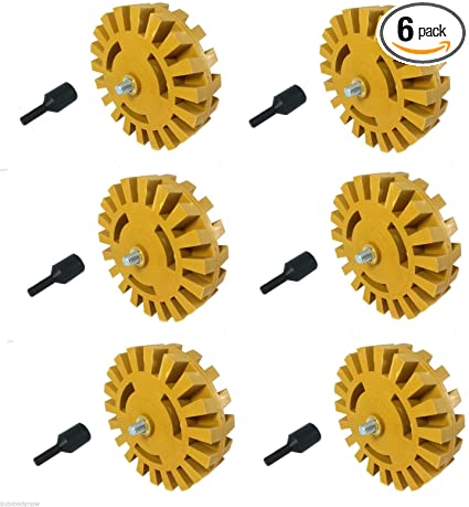 Buy ABN Rubber Eraser Wheel with Drill Adapter – Pinstripe, Double Sided Adhesive, Vinyl Decal, Graphics Removal Tool – 6-Pack 