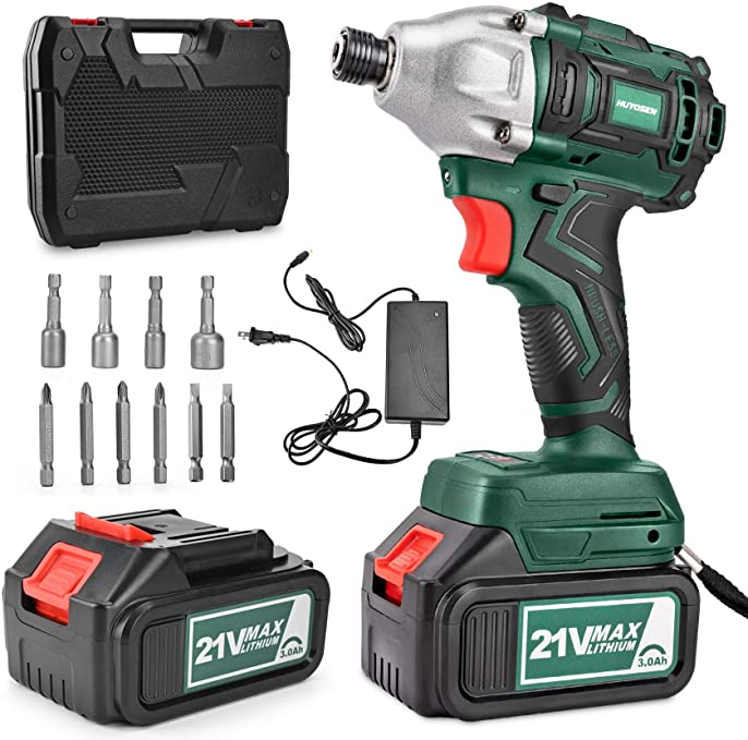 Buy HUYOSEN 21V Max, Brushless Cordless Impact Wrench 1/4 inch, 350ft-lbs High Torque Power Impact Wrenches with 4 Driver Impact Sockets and 2 3.0Ah Batteries 