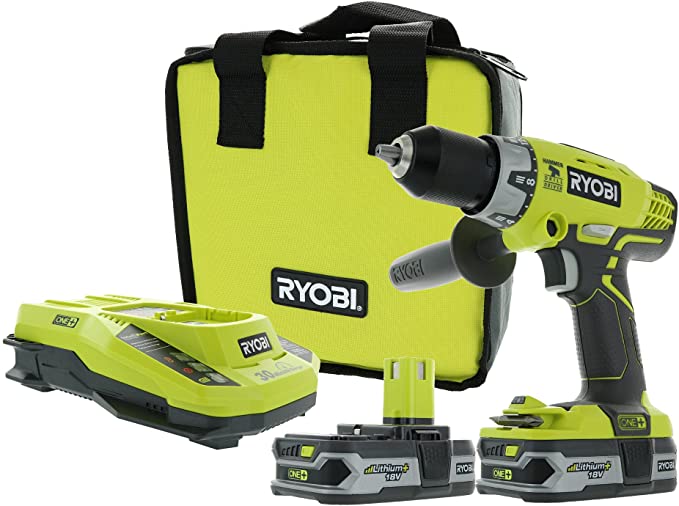 Buy Ryobi P1812 One+ 18V Lithium Ion Cordless Hammer Drilling Combination Kit (1 x P214 Hammer Drill, 2 x P107 18V Batteries, 1 x P117 Charger, 1 x Tool Bag)  