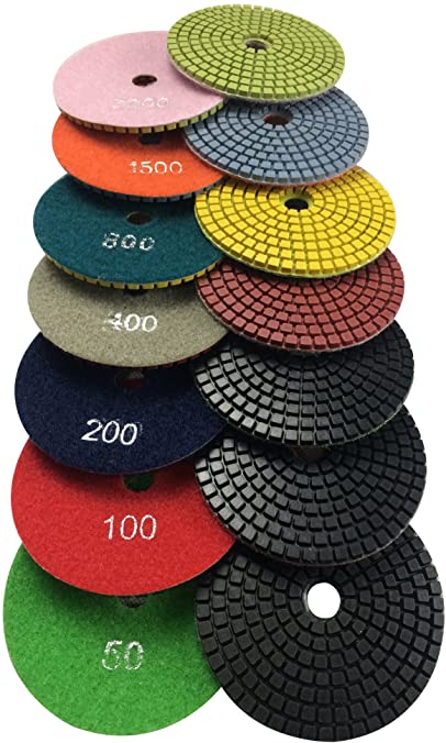 Buy Konfor 4 Inch Wet Diamond Polishing Pads 7-Step Abrasive Buff Set for Marble Concrete Stones Terrazzo Granite 