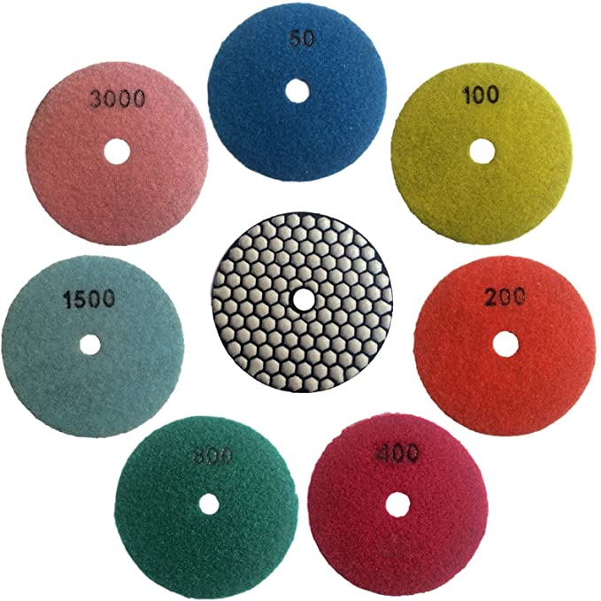 Buy Konfor 3 Inch 7 Pieces Dry Diamond Sanding Polishing Pads for Granite Stone Marble Concrete Travertine Terrazo 