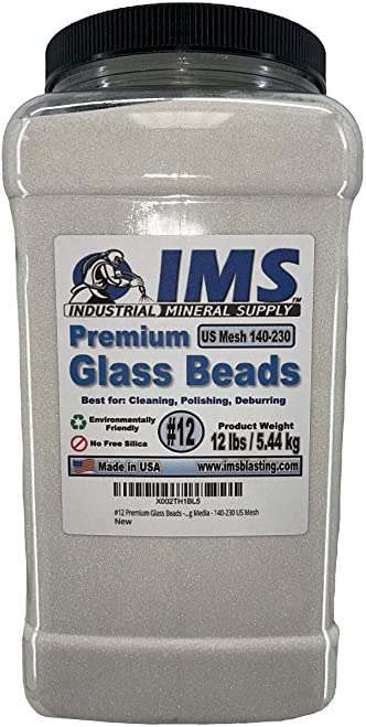 Buy Blasting Media - 140-230 US Mesh, White IMS #12 Premium Glass Beads - Extra Fine - 12 lbs5.44 kg 