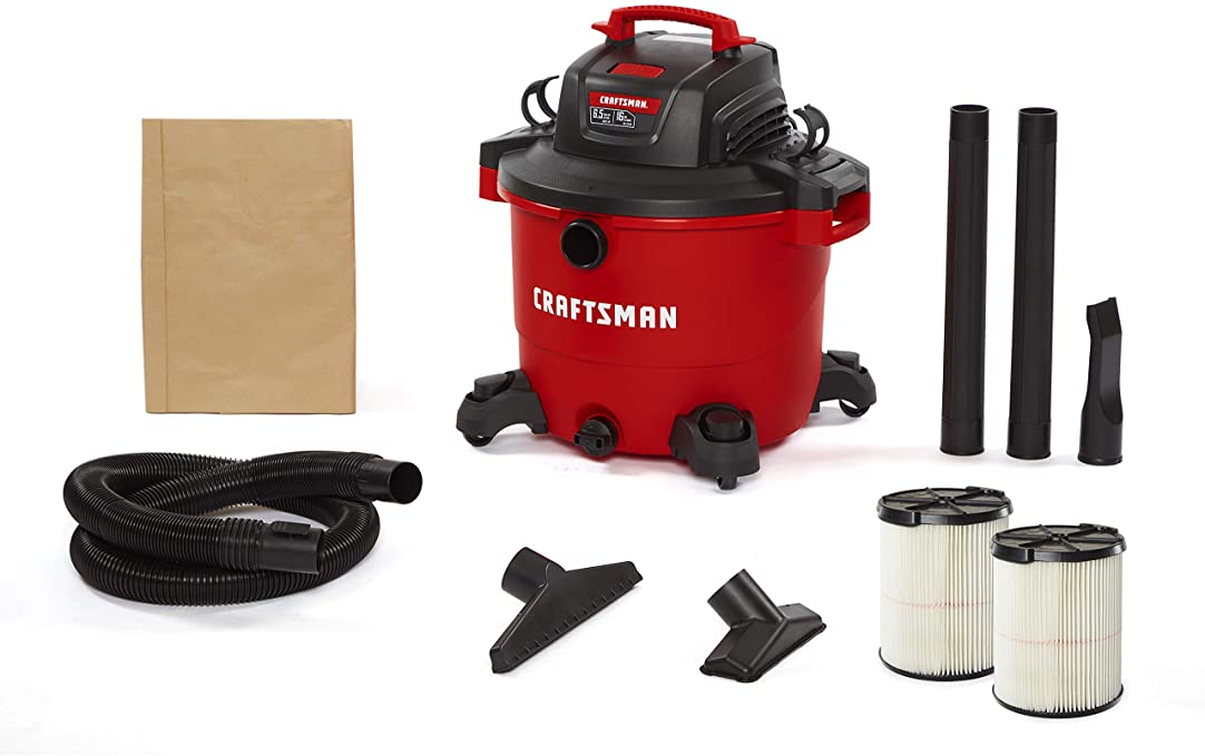 Buy CRAFTSMAN CMXEVBE17595 16 Gallon 6.5 Peak HP Wet/Dry Vacuum, Heavy-Duty Shop Vacuum with Attachments and Extra General Purpose Filter 