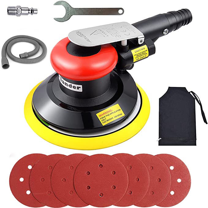 Buy 2021 Upgraded Version Autolock 5-Inch 12000RPM Air DA Dual Action Sander, Random Orbital Pneumatic Palm Sander, with Dust Bag, Low Vibration, Heavy Duty for Wood, Composites, Metal 