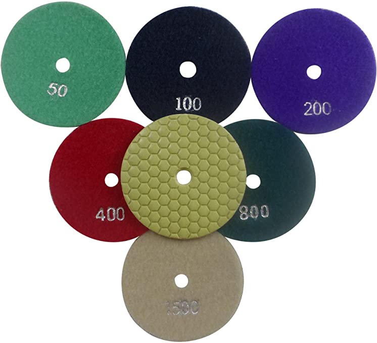 Buy 6 Piece Set of Konfor 4 Inch 6-Step Dry Diamond Polishing Pads for Granite Stone Concrete Marble 