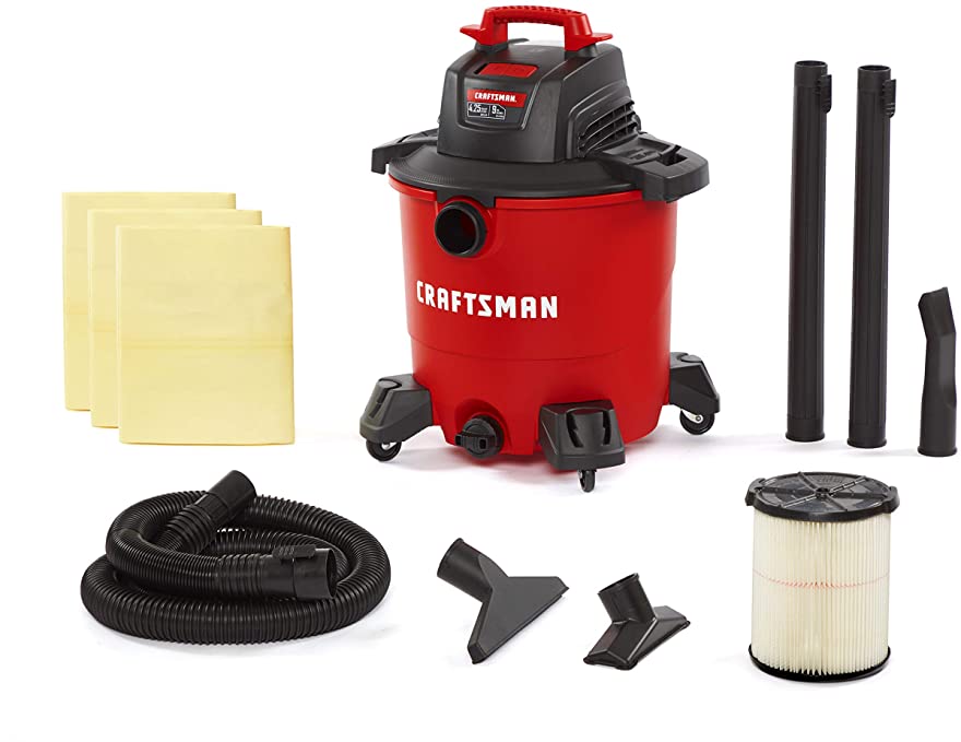 Buy CRAFTSMAN CMXEVBE17590 9 Gallon 4.25 Peak HP Wet/Dry Vac, Portable Shop Vacuum with Attachments and Extra Dust Bags 