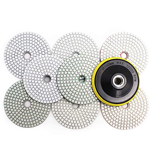 Buy FACHLICH Diamond Polishing Pads 4 Inch Wet Set of 8 for Granite Marble Quartz Stone Countertop Tiles Attach a Plastic Backer 