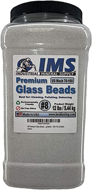 Buy Blasting Media - 70-100 US Mesh, White - IMS #8 Premium Glass Beads - Medium - 12 lbs5.44 kg 