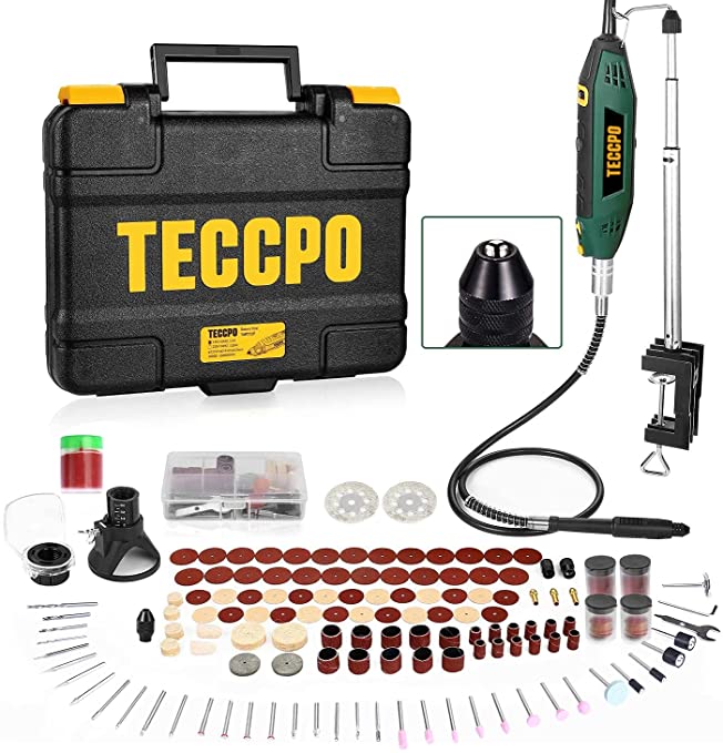 Buy TECCPO 10000-40000 RPM Rotary Tool Kit with Universal Keyless Chuck and Flex Shaft, Crafting and DIY 