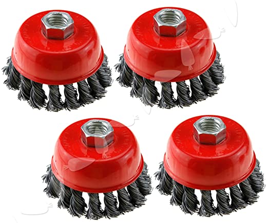 Buy 4 in (6 Pieces)  Cup Brush Twist Knot Carbon Steel Wire Rust Paints Corrosion Wheel fits without burnishing Dewalt Roxx Instruments Metabo 5/8-11 Grinder Polisher Makita 