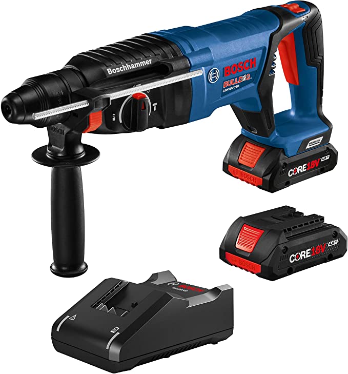 Buy BOSCH GBH18V-26DK25 18V EC Brushless SDS-plus Bulldog 1 In. Rotary Hammer Kit includes (2) CORE18V 4.0 Ah Compact Batteries. 