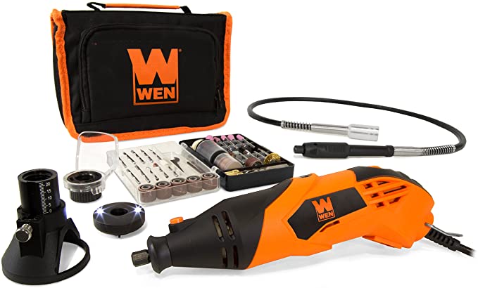 Buy WEN 23114 1.4-Amp High-Powered Variable Speed Rotary Tool with Cutting Guide, LED Collar, 100+ Accessories, Carrying Case, and Flex Shaft WEN 23114 1.4-Amp High-Powered Variable Speed Rotary Tool with Cutting Guide, LED Collar, 100+ Accessories, Carrying Case, and Flex Shaft 