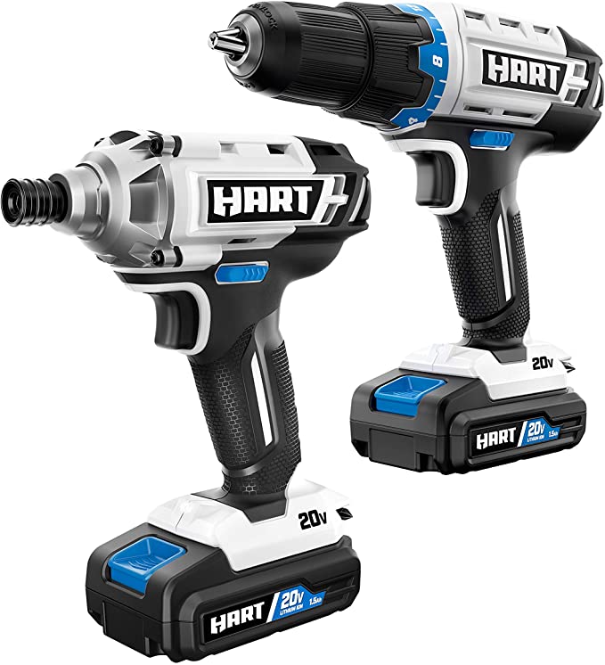 Buy Hart HPCK202B 20-Volt Cordless Drill and Impact Combo Kit with (2) 1.5Ah Lithium-Ion 20-Volt Batteries 