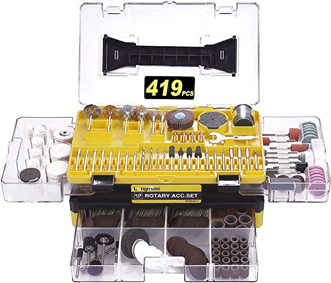 Buy Longmate 419 Piece 1/8 Inch Shanks Electric Tool Accessories for Easy Drilling, Cutting, Grinding, Sanding, Sharpening, Carving, and Polishing Rotary Tool Accessories Kit, Longmate 419 Piece 1/8 Inch Shanks Electric Tool Accessories for Easy Drilling, Cutting, Grinding, Sanding, Sharpening, Carving, and Polishing 