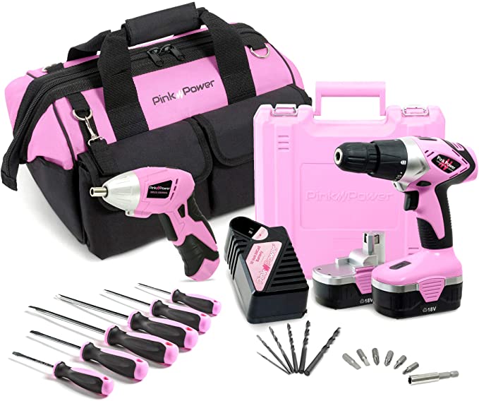 Buy Pink Power 18V Cordless Drill/Screwdriver Combo Kit with Tool Bag 