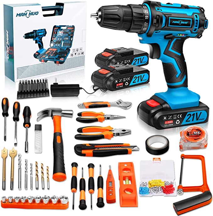 Buy 117 Piece Power Tool Set Combo Kit with Power Drill Driver, 3/8