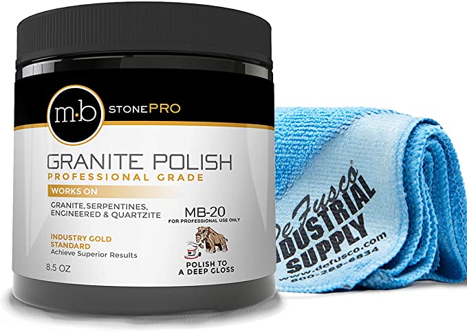 Buy MB-20 Stone Granite Polishing Kit 8.5 Oz Granite Polishing Compound - 16x16 Microfiber Cloth - BUNDLE - 2 