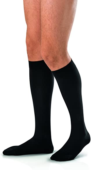 Buy JOB OPPORTUNITY FOR MEN Knee High Ribbed Dress Compression Socks, 30-40 mmHg, Closed Toe, Large Full Calf, Black 