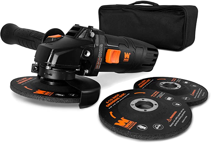 Buy WEN 94475 4-1/2-Inch Angle Grinder, 7.5-Amp, with Reversible Handle, Three Grinding Discs, and Carrying Case 