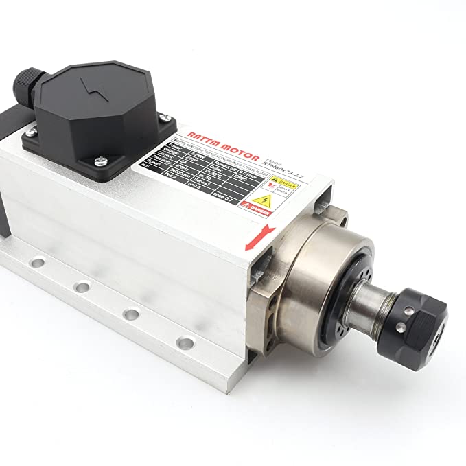 Buy RATTMMOTOR 2.2KW 2200W ER20 Square Air Cooled Spindle Motor for CNC Engraving Router Milling Cutting Machine 220V 3Phase Stainless Steel 24000RPM 6A 400Hz 