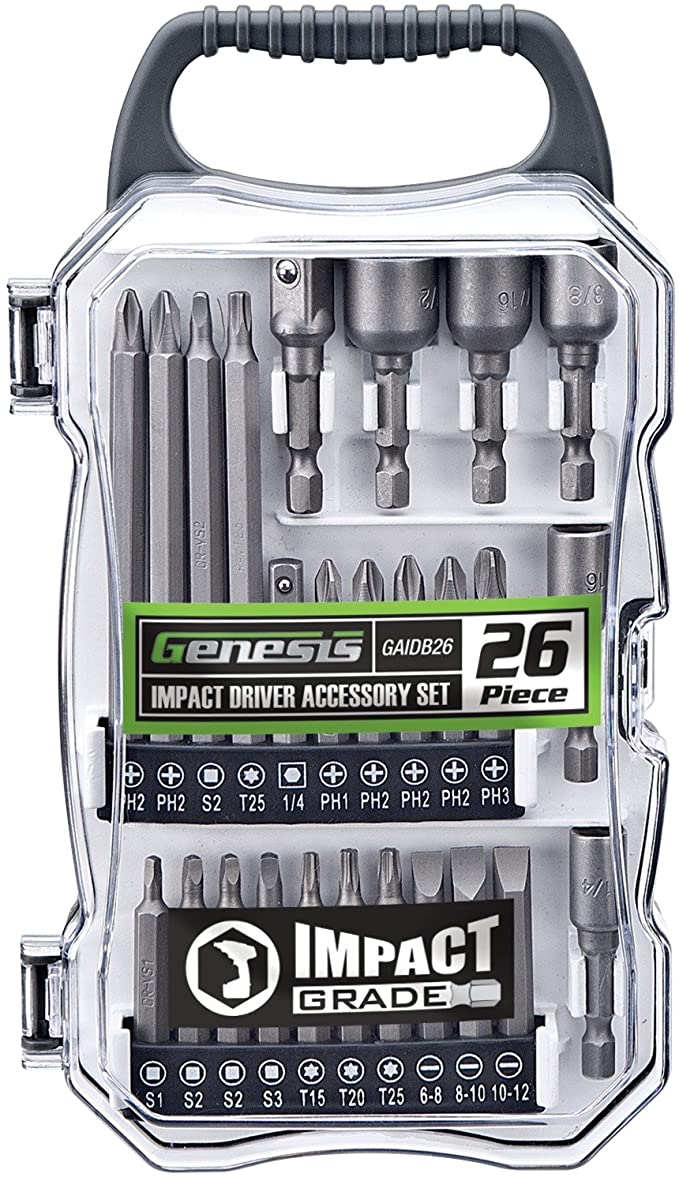 Buy Genesis GAIDB26 26-Piece Universal Impact Driver Accessory Set with Long-Lasting Carrying Case 