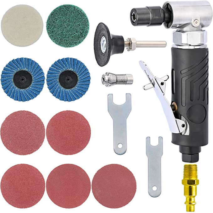 Buy BOWD 1/4 Inch Angle Air Die Grinder, Mini Angle Air Grinder with 9 Pieces 2 Inch Roll Lock Polishing and Sanding Discs for Air Die Grinder Kit Pneumatic Tools 