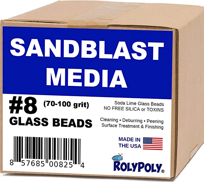 Buy Glass Beads #8 Medium 70-80 Grit Sandblasting Media (10 LBS) for Sandblaster Abrasive, Blasting Gun, and Sand Blast Cabinet 