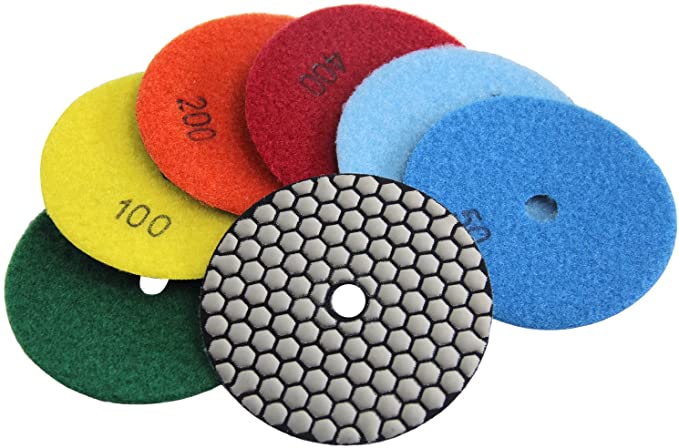 Buy Diamond Dry Polishing Pads for Granite Marble Easy Light 4 Inch (8 Pcs Set, Grit 50-3000 Buff)  