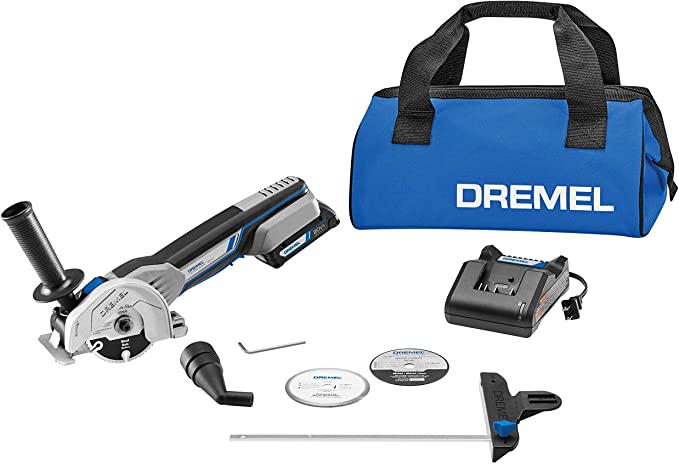 Buy Dremel US20V-01 Compact Circular Saw Tool Kit with (1) 20V Battery, (3) Cutting Wheels, and Storage Bag - 15,000 RPM - Ideal for Flush Cutting, Plunge Cutting, and Surface Preparation Dremel US20V-01 Compact Circular Saw Tool Kit with (1) 20V Battery, (3) Cutting Wheels, and Storage Bag 