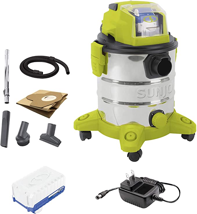 Buy Sun Joe 24V-WDV6000 Kit (with 4.0-Ah Battery and Charger) 24-Volt 5.3-Gallon Cordless Stainless Steel Wet/Dry Vacuum 