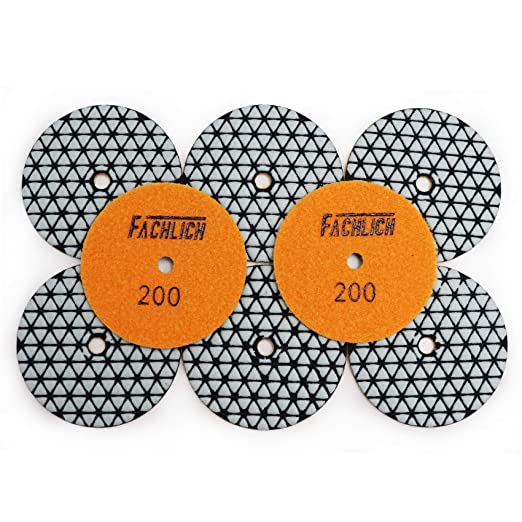 Buy FACHLICH 4 Inch Dry 8 Pieces Grits 200 Diamond Polishing Pads for Granite Marble Quartz Stone Countertop Tiles 