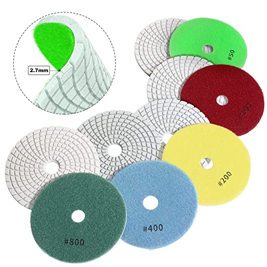 Buy WYNNsky Diamond Polishing Pads Set, 5PCS Grit 50-800#, 5 Inch Wet Dry Pads for Marble, Granite, Concrete, Stone, Quartz, Slate, Tiles, Terrazzo, Engineered Stone 