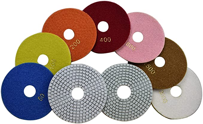 Buy 7 Piece Set of Konfor 5 Inch Wet Diamond Polishing Pads for Marble Granite Concrete Countertop Glass Engineered Stone 