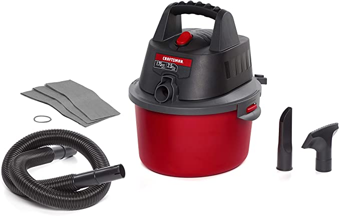 Buy The CRAFTSMAN CMXEVBE17250 2.5 Gallon 1.75 Peak HP Wet/Dry Vac, Portable Shop Vacuum with Attachments and Extra Filter Bags 