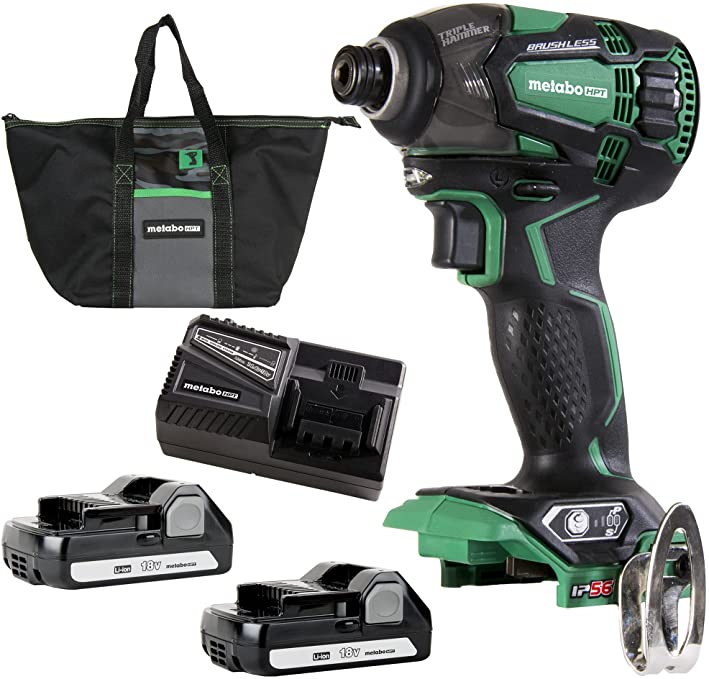 Buy Metabo HPT 18V MultiVolt Cordless Triple Hammer Impact Driver Kit | IP56 Rated | Lifetime Tool Warranty | WH18DBDL2C, Green 