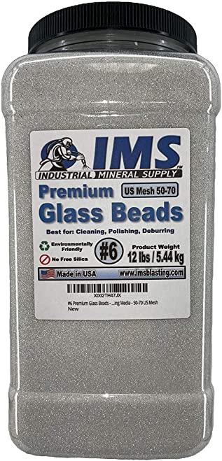 Buy Blasting Media - 50-70 US Mesh, White IMS #6 Premium Glass Beads - Large - 12 lbs5.44 kg 