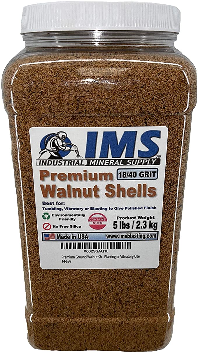 Buy IMS Premium Ground Walnut Shells Grit Size 1840-5 lbs2.3 kg - Medium to Fine Grit Walnut Shells for Tumbling, Blasting, or Vibratory Applications 