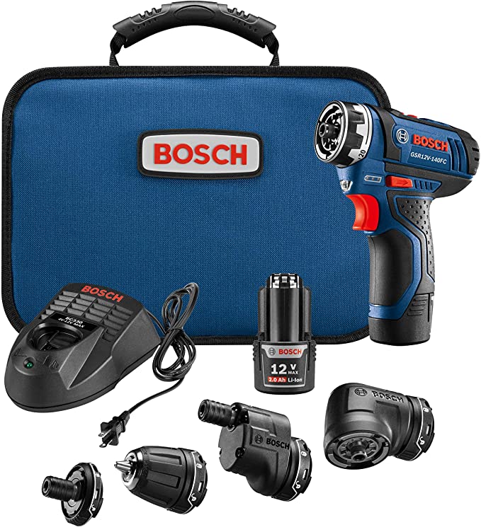 Buy Bosch Cordless Electric Screwdriver 12V Kit - 5-In-1 Multi-Head Power Drill Set GSR12V-140FCB22 