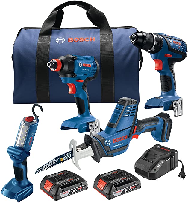 Buy COMPACT TOUGH 1/2 In. Drill/Driver, 1/4 & 1/2 In. Two-In-One Bit/Socket Impact Driver, Compact Reciprocating Saw, LED Worklight, BOSCH GXL18V-496B22 