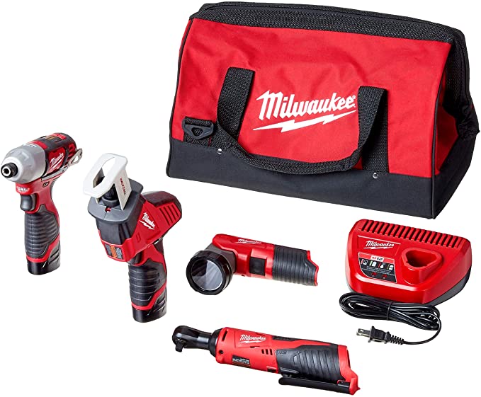 Buy Milwaukee 2498-25 M12 12-Volt Lithium-Ion Cordless 5-Tool Combo Kit with (2) 1.5Ah Batteries, Charger, and Tool Bag 