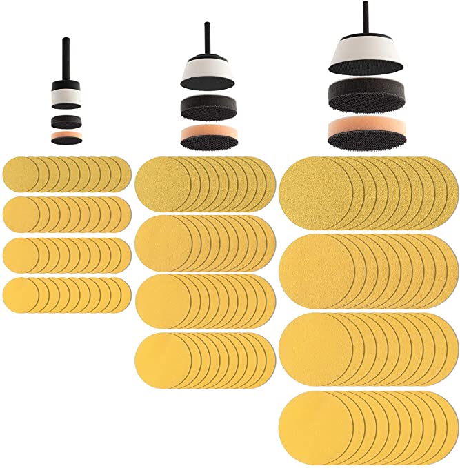 Buy Fulton 129-Piece Bowl Sanding Disc Set | 1, 2, and 3 inch Padded Mandrels | 1 Soft and 1 Medium Interface Pad for Each Mandrel Size and 10 each 80, 120, 150, and 220 Grit Discs for Each Mandrel Size 