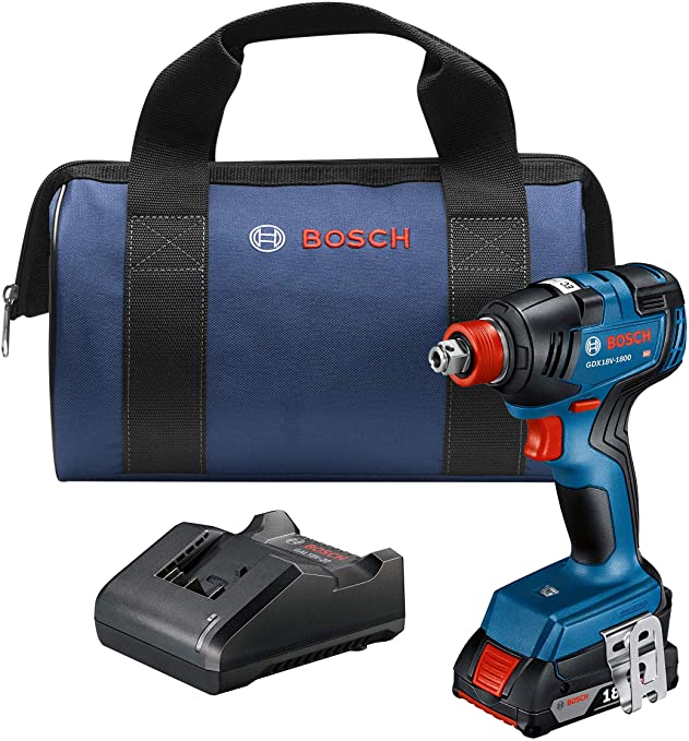 Buy 18V EC Brushless Bosch GDX18V-1800B12 Two-in-One Bit/Socket Impact Driver Kit with 2.0 Ah SlimPack Battery for 1/4 in. and 1/2 in. 