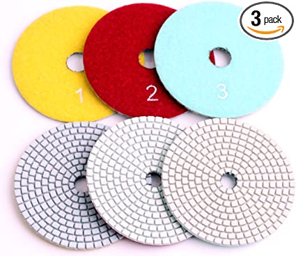 Buy 4 Inch Thickness: 2.5mm 3 Step Dry/Wet Polishing Pads for Granite, Marble, and Concrete Stone 