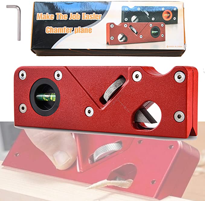 Buy AOMI Woodworking Edge Corner Plane, Adjustable Block Planer Handheld Multifunction Planers Trimming Chamfering in Woodcraft Small DIY Tool with Level Bubble for Carpenters (Red) 